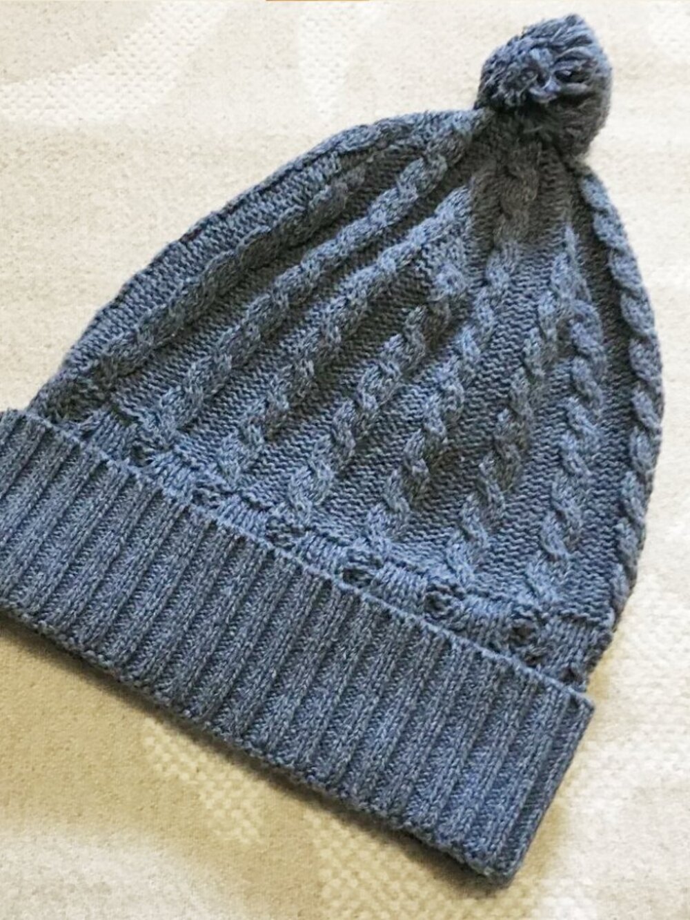 Parkhurst Pale Blue Cotton Blend Knit Pom Beanie Made in Canada
